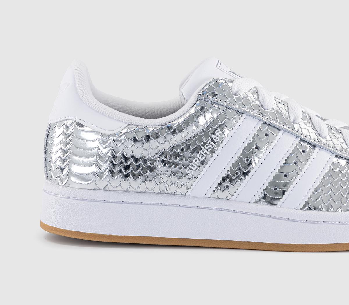 adidasSuperstar II TrainersSnake Silver Metallic  White Grey