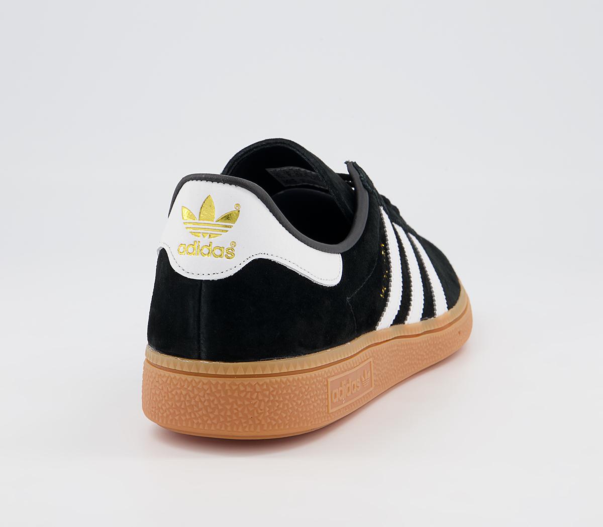 adidas Munchen Trainers Black White Gold Gum - Men's Terrace Trainers