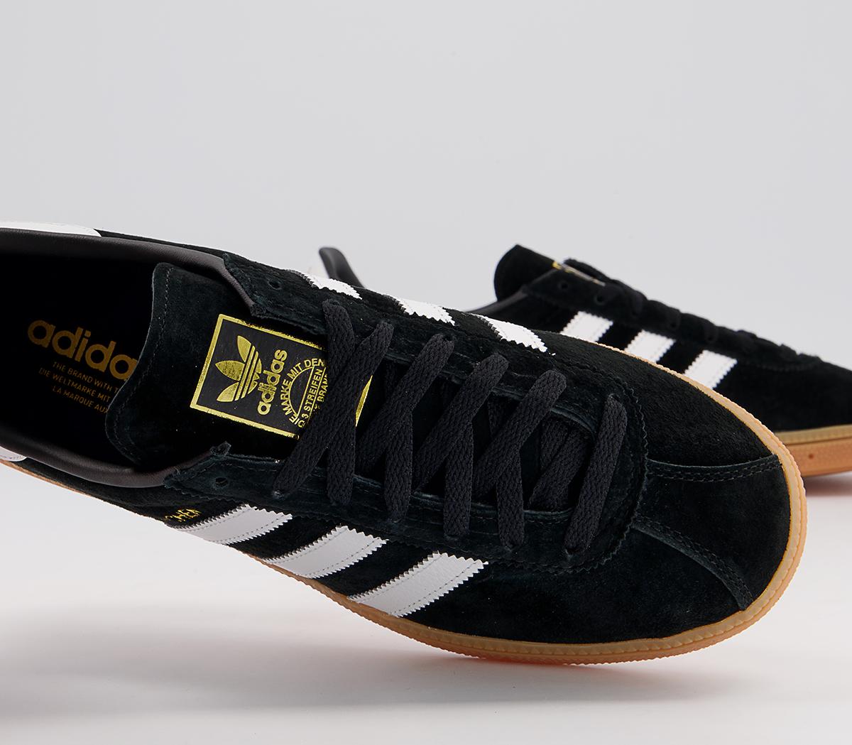adidas Munchen Trainers adidas Munchen Trainers Black White Gold Gum