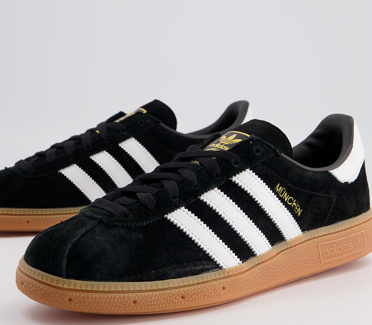 adidas Munchen Trainers adidas Munchen Trainers Black White Gold Gum