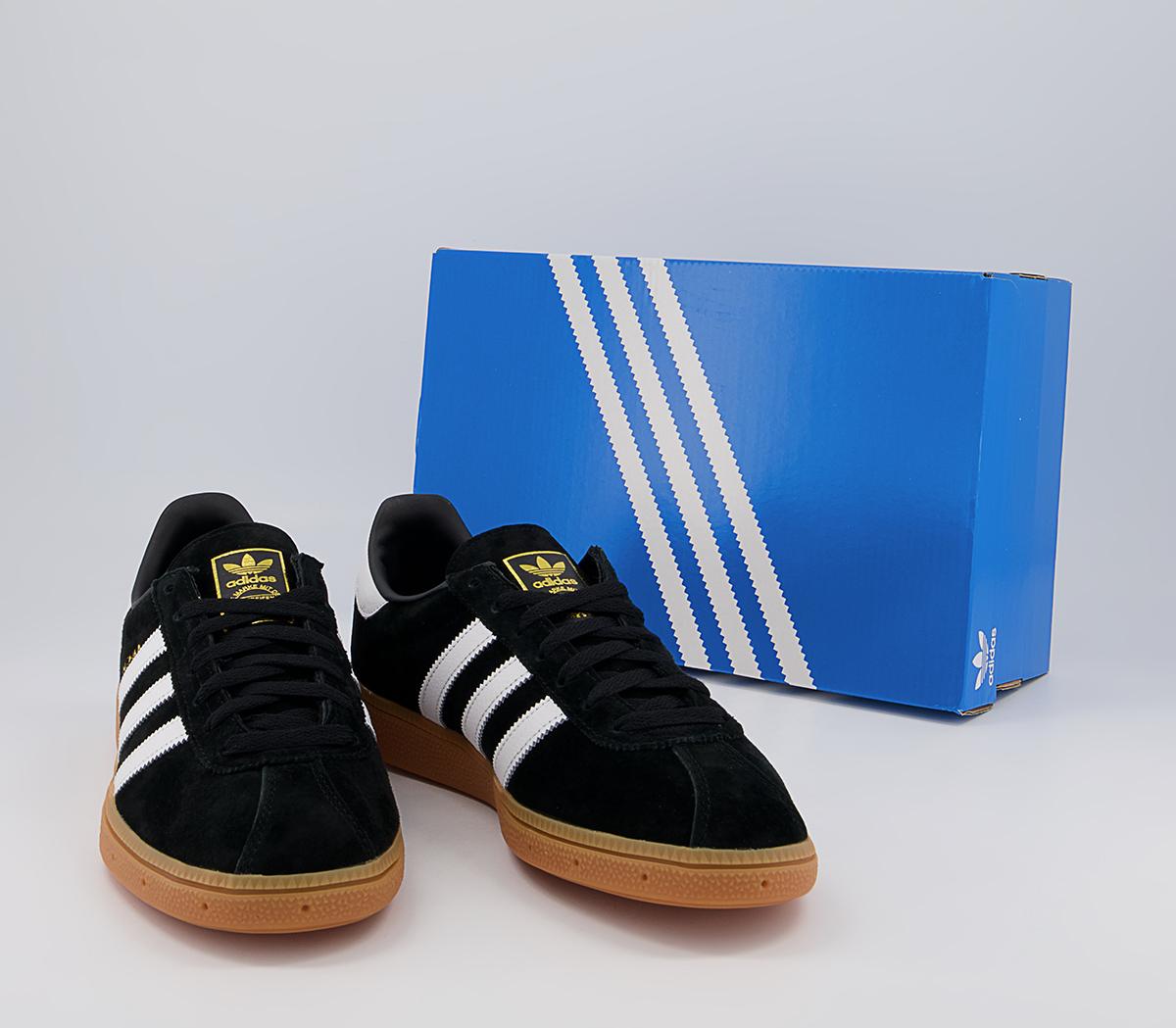 adidas Munchen Trainers adidas Munchen Trainers Black White Gold Gum
