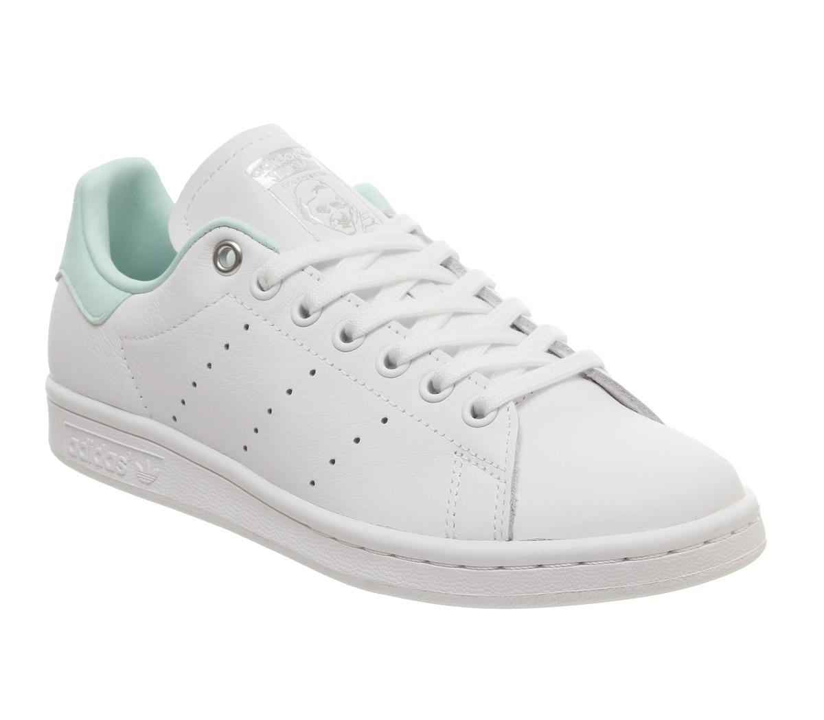 håndflade jeg er træt Bounce adidas Stan Smith Trainers White Silver Metallic Mint - Women's Trainers