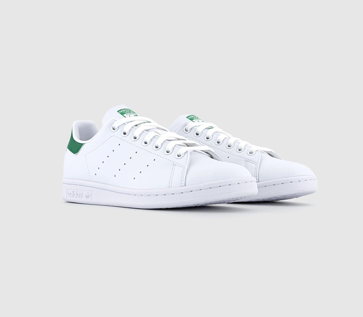 Adidas Stan Smith Mens White And Green Lace Up Trainers, Size: 6