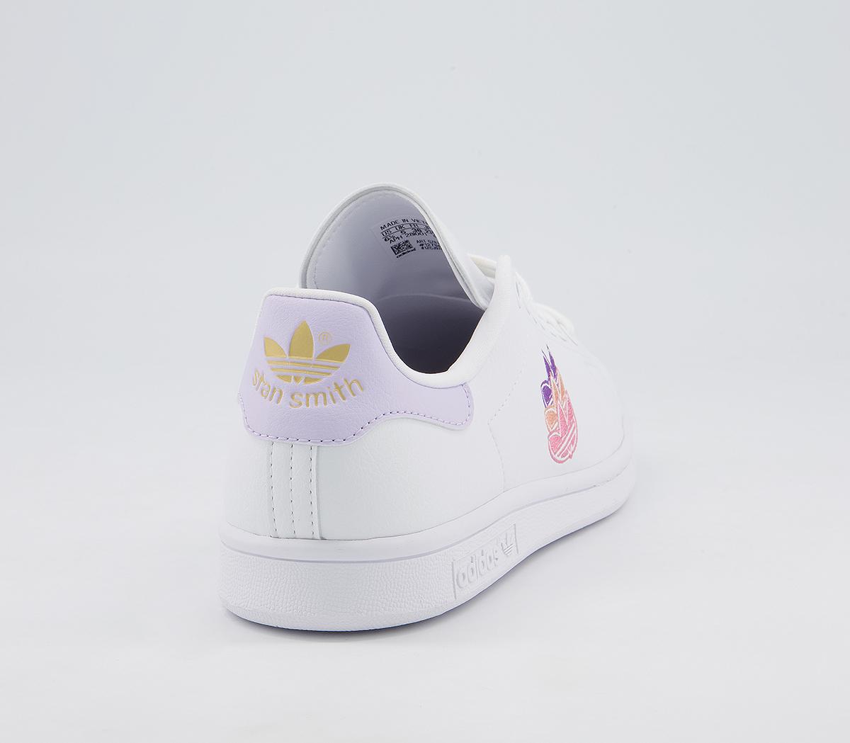 adidas Stan Smith Trainers adidas Stan Smith Trainers White Purple Tint Gold Metallic