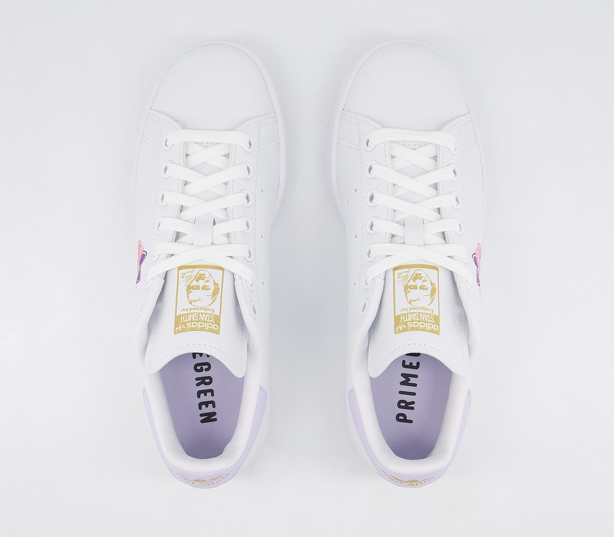 adidas Stan Smith Trainers adidas Stan Smith Trainers White Purple Tint Gold Metallic