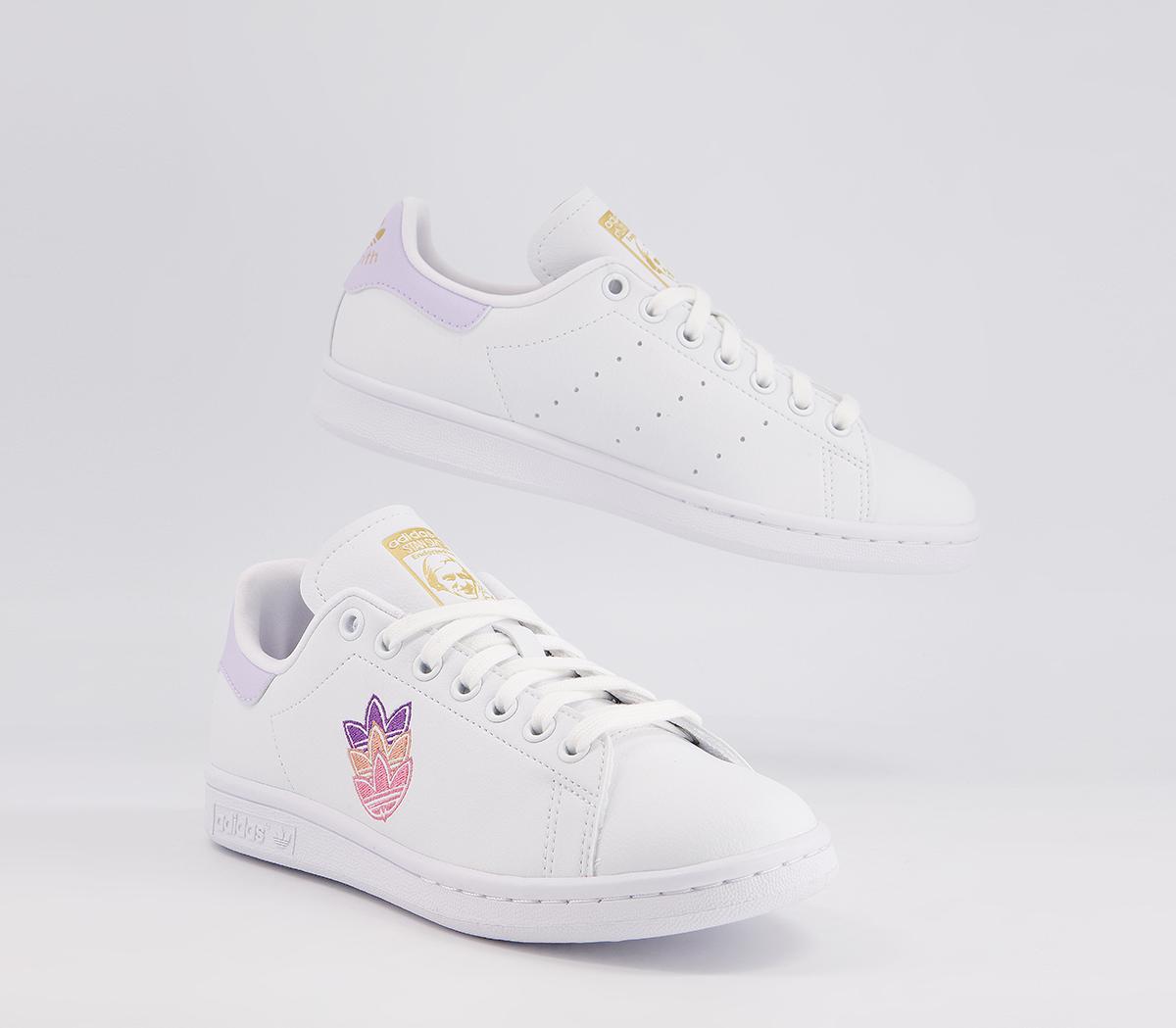 adidas Stan Smith Trainers adidas Stan Smith Trainers White Purple Tint Gold Metallic