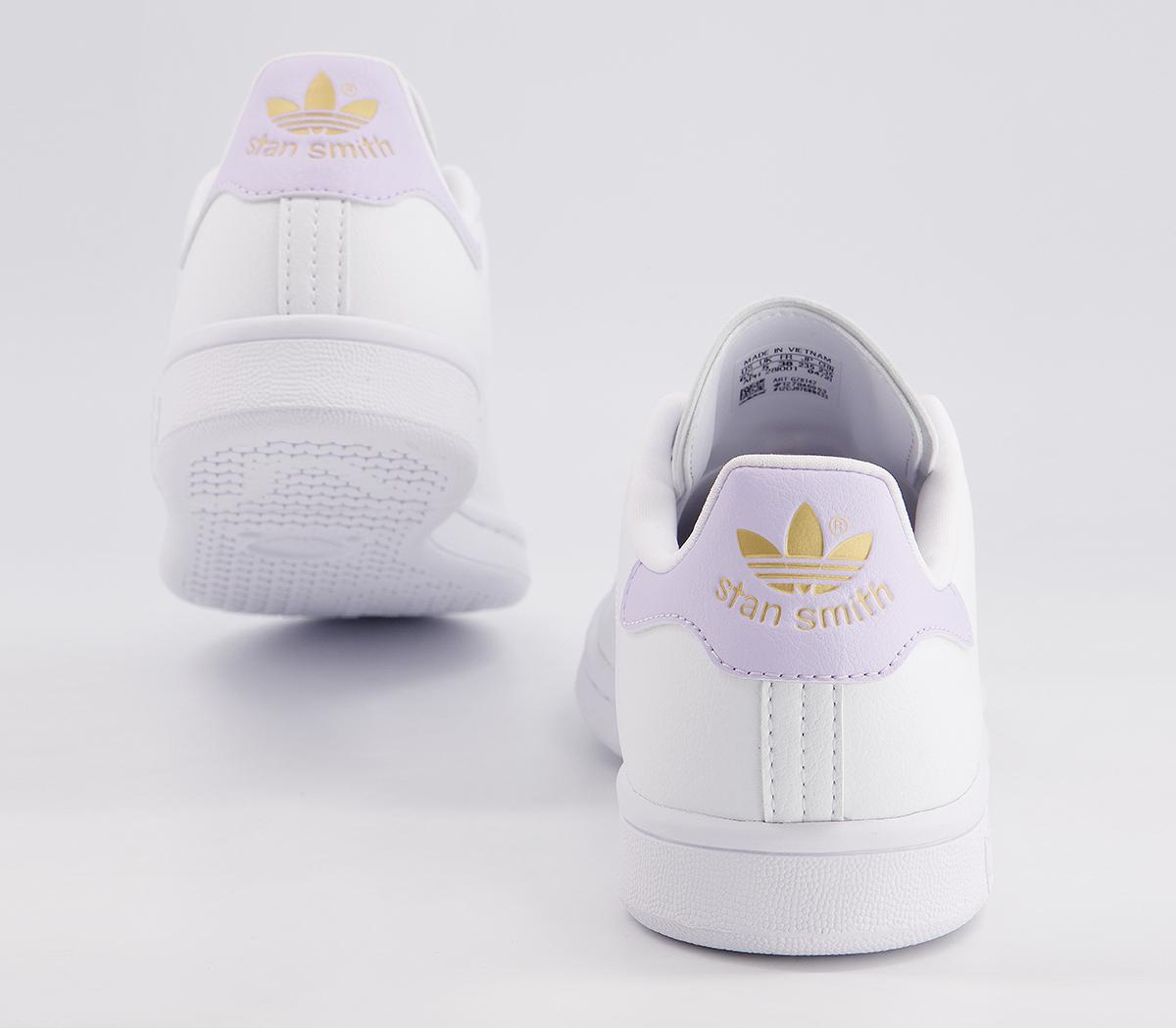 adidas Stan Smith Trainers adidas Stan Smith Trainers White Purple Tint Gold Metallic