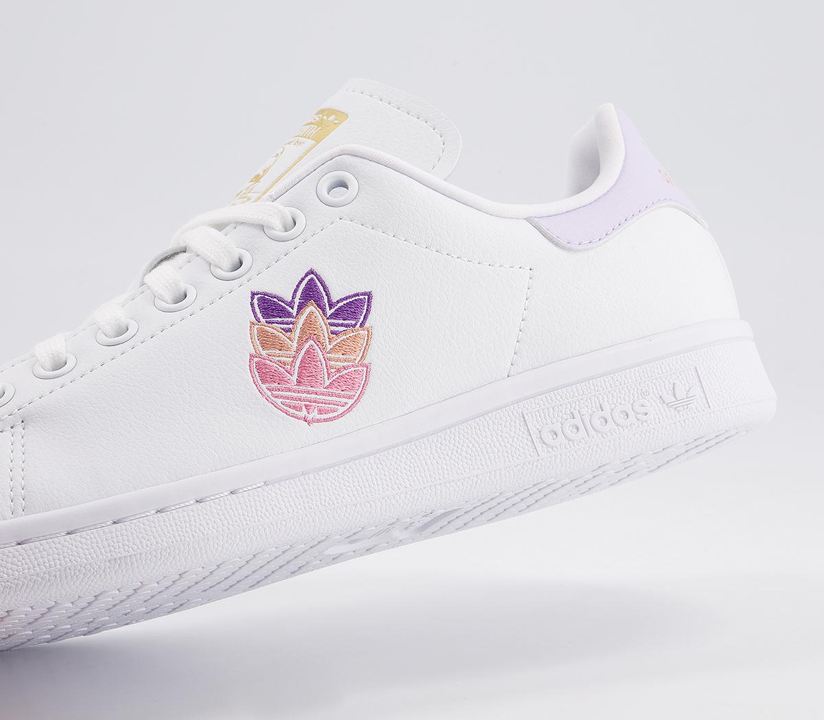 adidas Stan Smith Trainers adidas Stan Smith Trainers White Purple Tint Gold Metallic