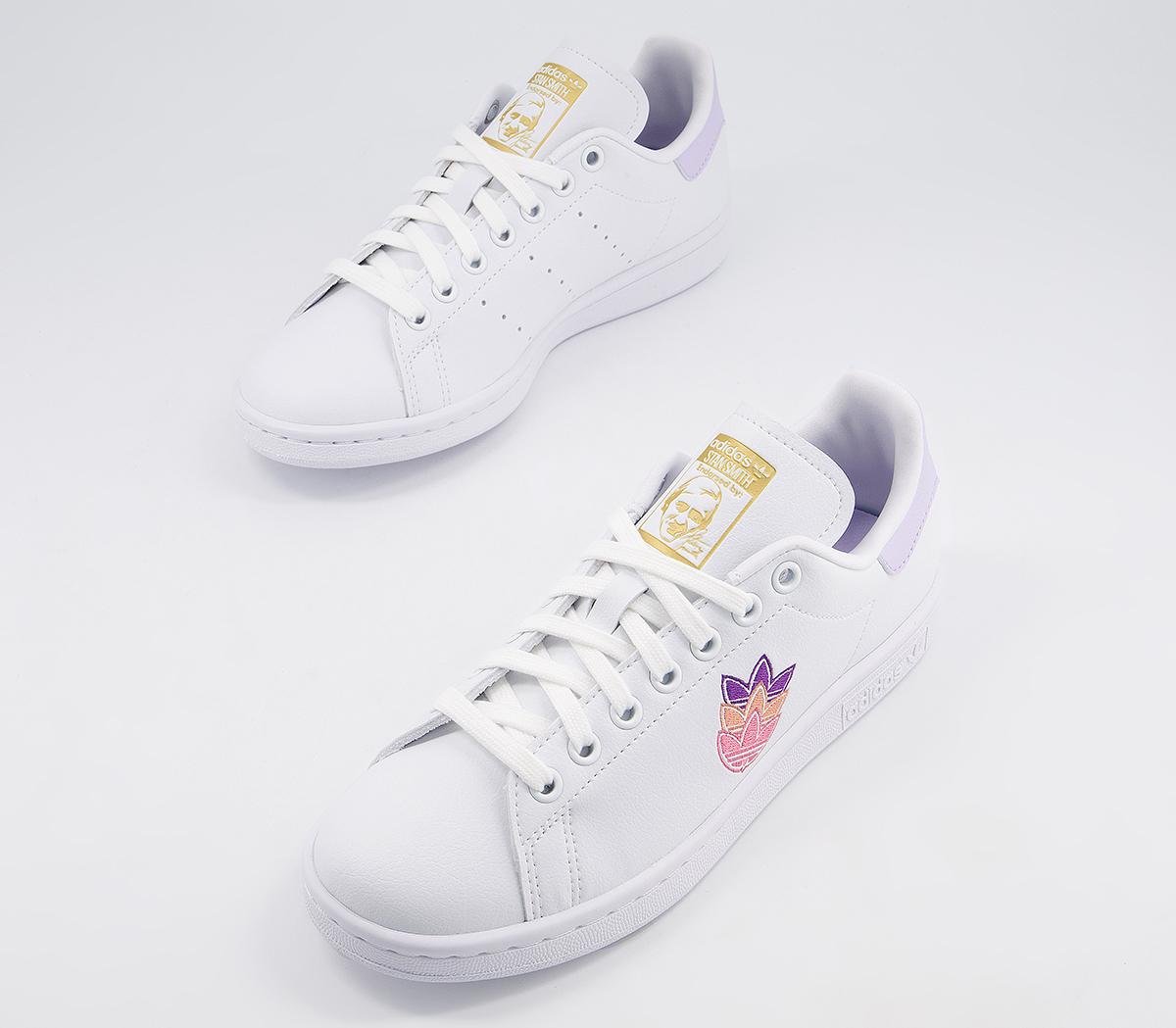 adidas Stan Smith Trainers adidas Stan Smith Trainers White Purple Tint Gold Metallic