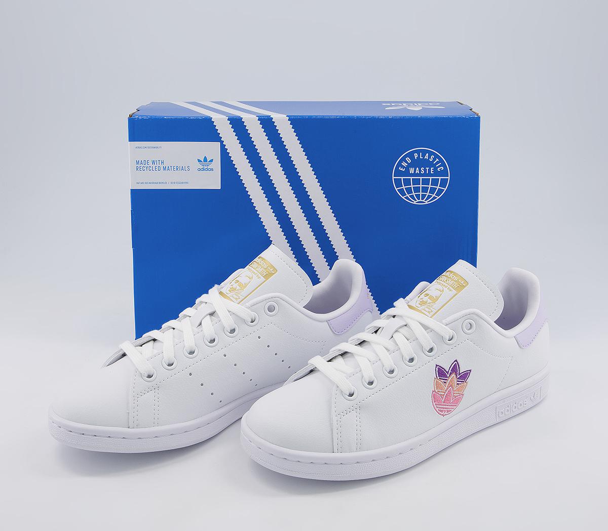 adidas Stan Smith Trainers adidas Stan Smith Trainers White Purple Tint Gold Metallic