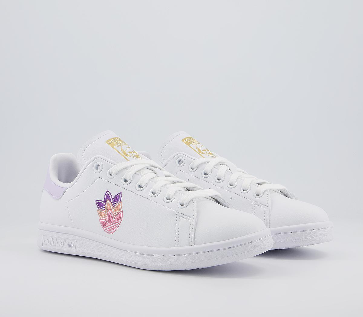 adidas Stan Smith Trainers adidas Stan Smith Trainers White Purple Tint Gold Metallic