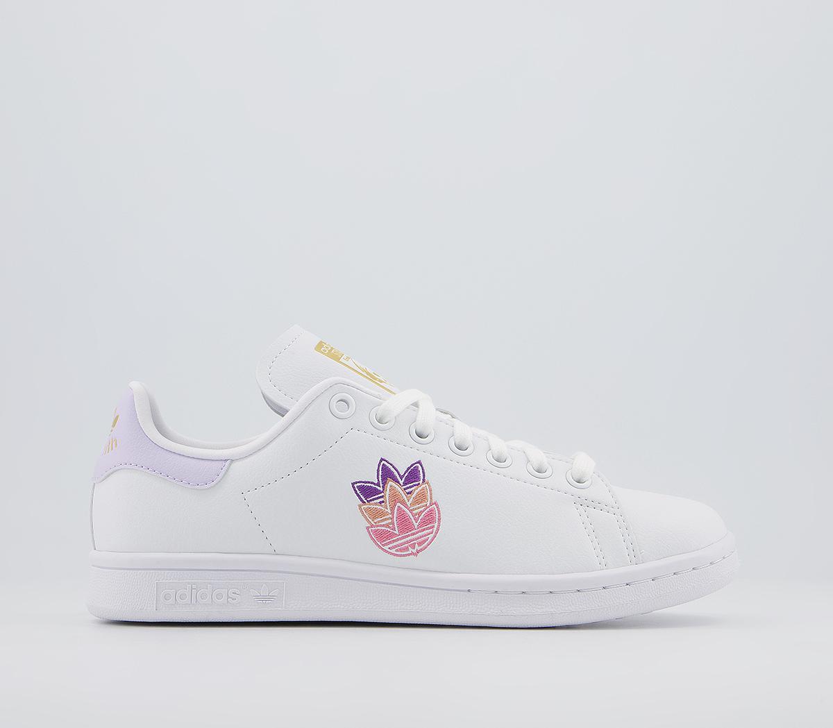 stan smith trainers white clear pink heart gold metallic