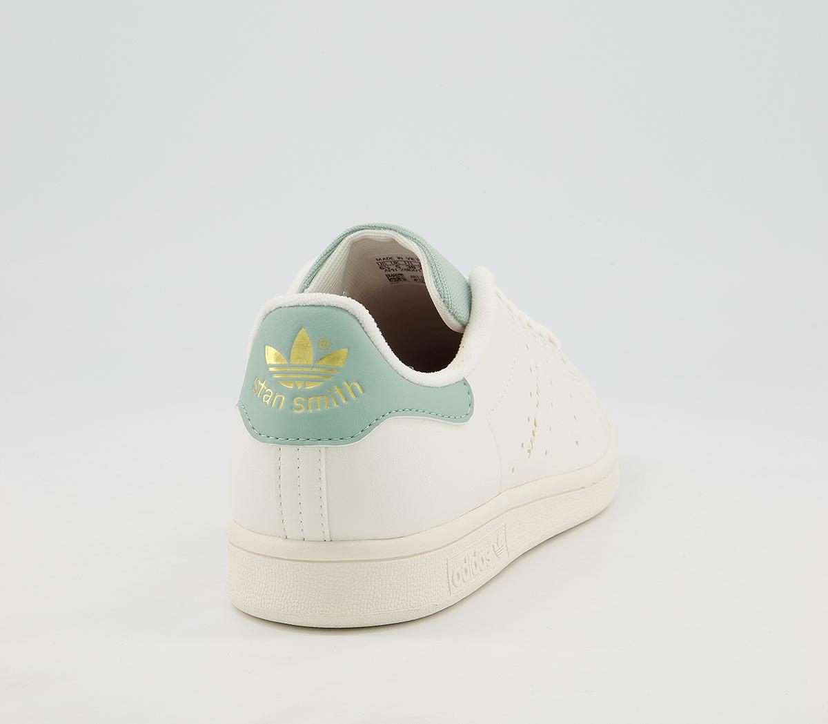 adidas Stan Smith Trainers adidas Stan Smith Trainers Cloud White Off White Hazy Green Gold Metallic