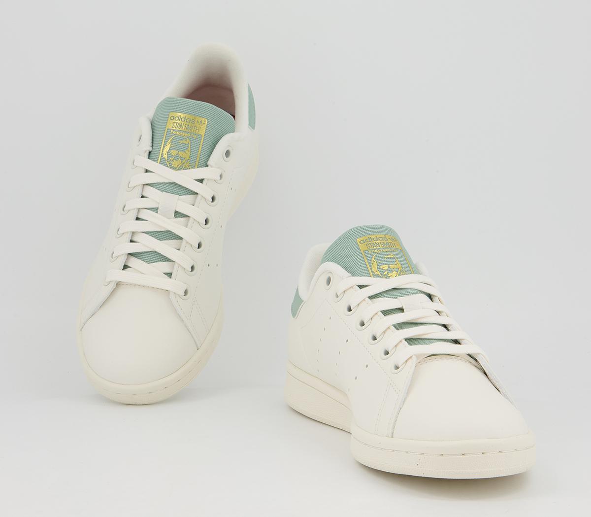 adidas Stan Smith Trainers adidas Stan Smith Trainers Cloud White Off White Hazy Green Gold Metallic