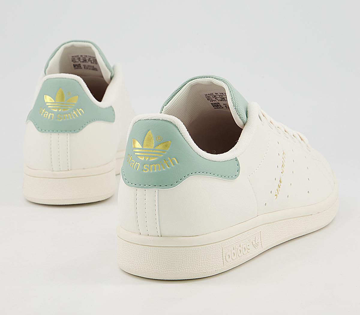 adidas Stan Smith Trainers adidas Stan Smith Trainers Cloud White Off White Hazy Green Gold Metallic