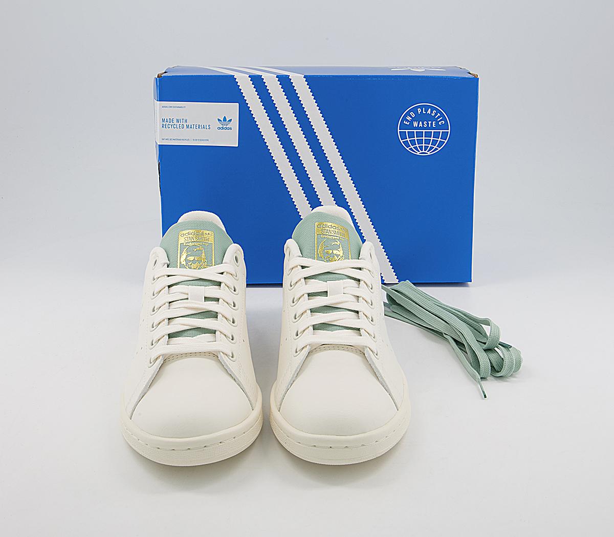 adidas Stan Smith Trainers adidas Stan Smith Trainers Cloud White Off White Hazy Green Gold Metallic
