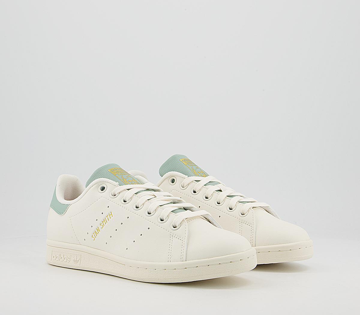 adidas Stan Smith Trainers adidas Stan Smith Trainers Cloud White Off White Hazy Green Gold Metallic