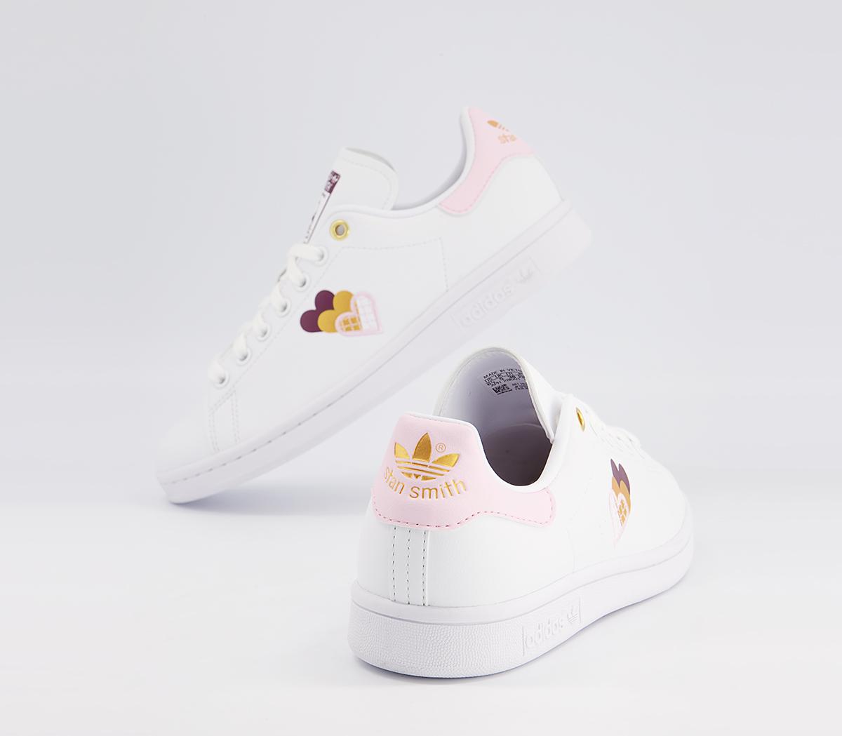 adidas Stan Smith Trainers adidas Stan Smith Trainers White Pink Gold Heart