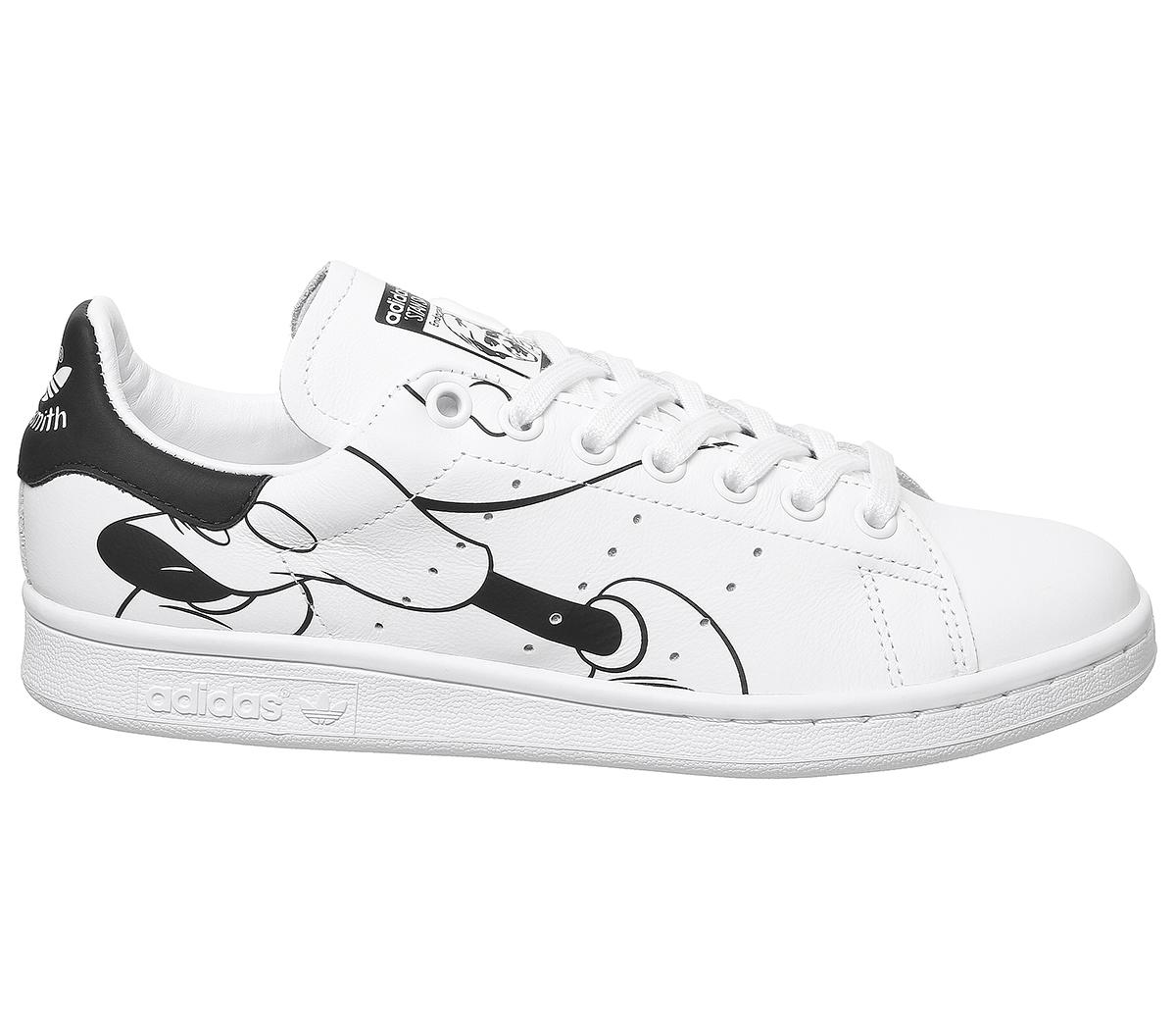 adidas Stan Smith Trainers Mickey Mouse White Black Unisex Sports