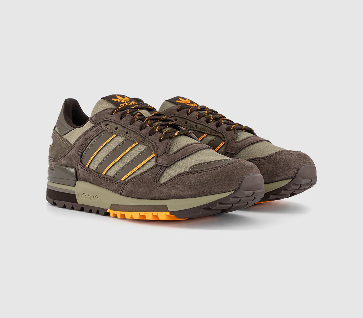 adidas ZX600 Trainers Dark Brown Orbit Green Cargo Brown - Men's