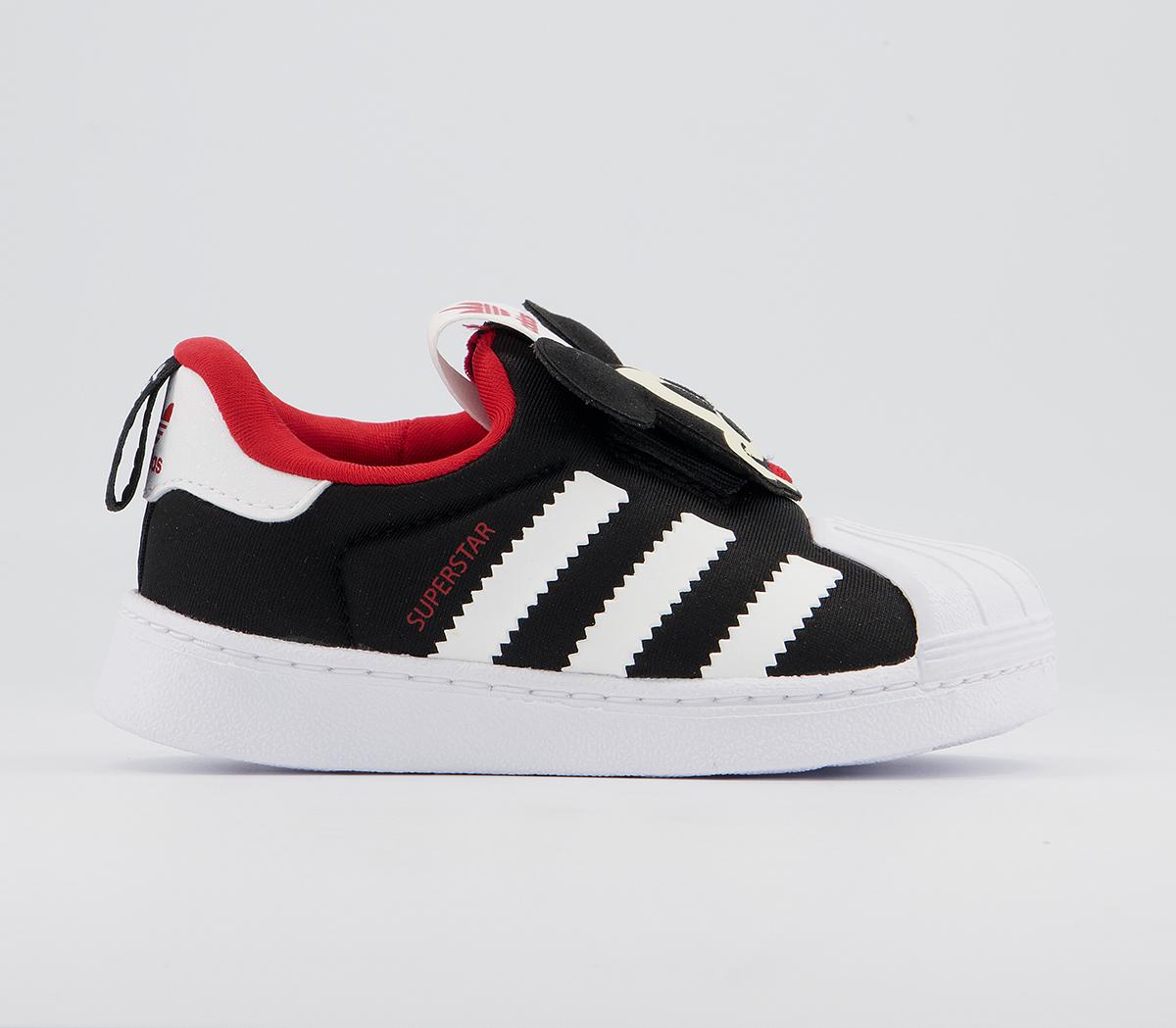 adidas Superstar 360 Infant Trainers Black White Red Mickey Mouse