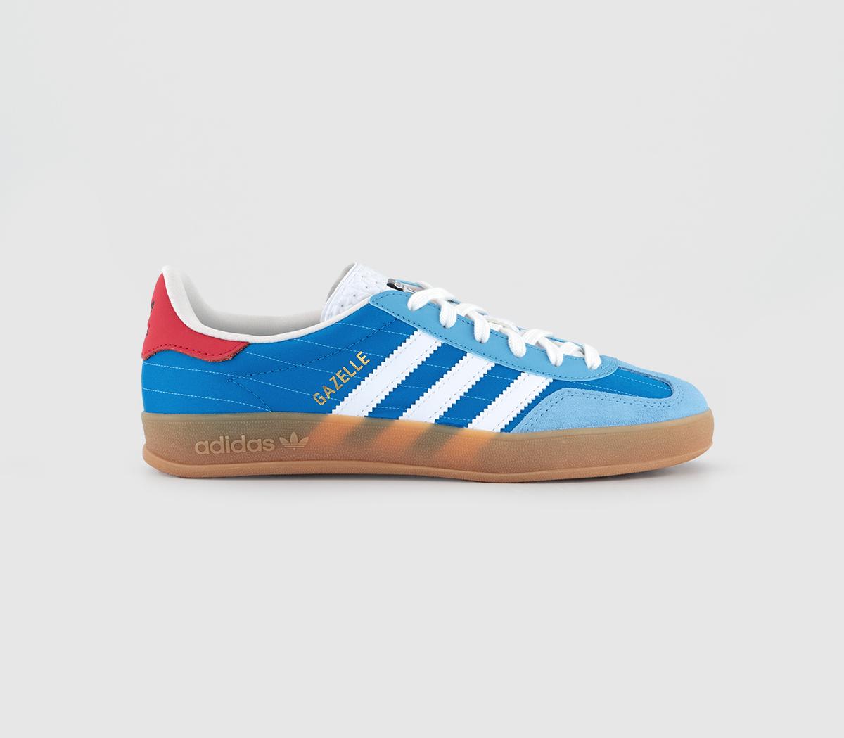 adidas Girls Gazelle Indoor Trainers Bright Blue White Gum Mixed Material, 5