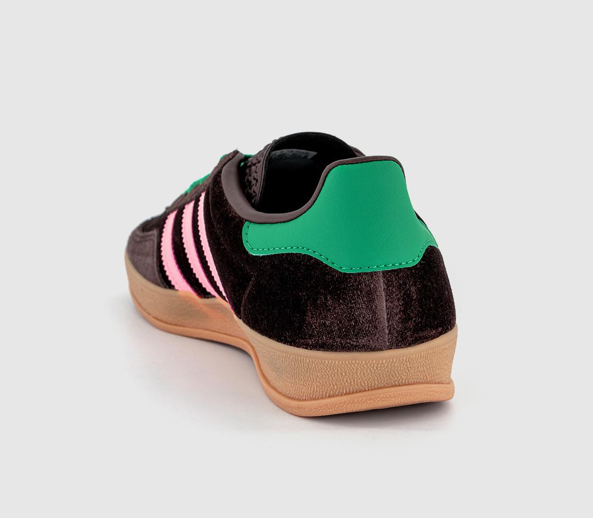 adidasGazelle Indoor TrainersDark Brown Glow Pink Court Green