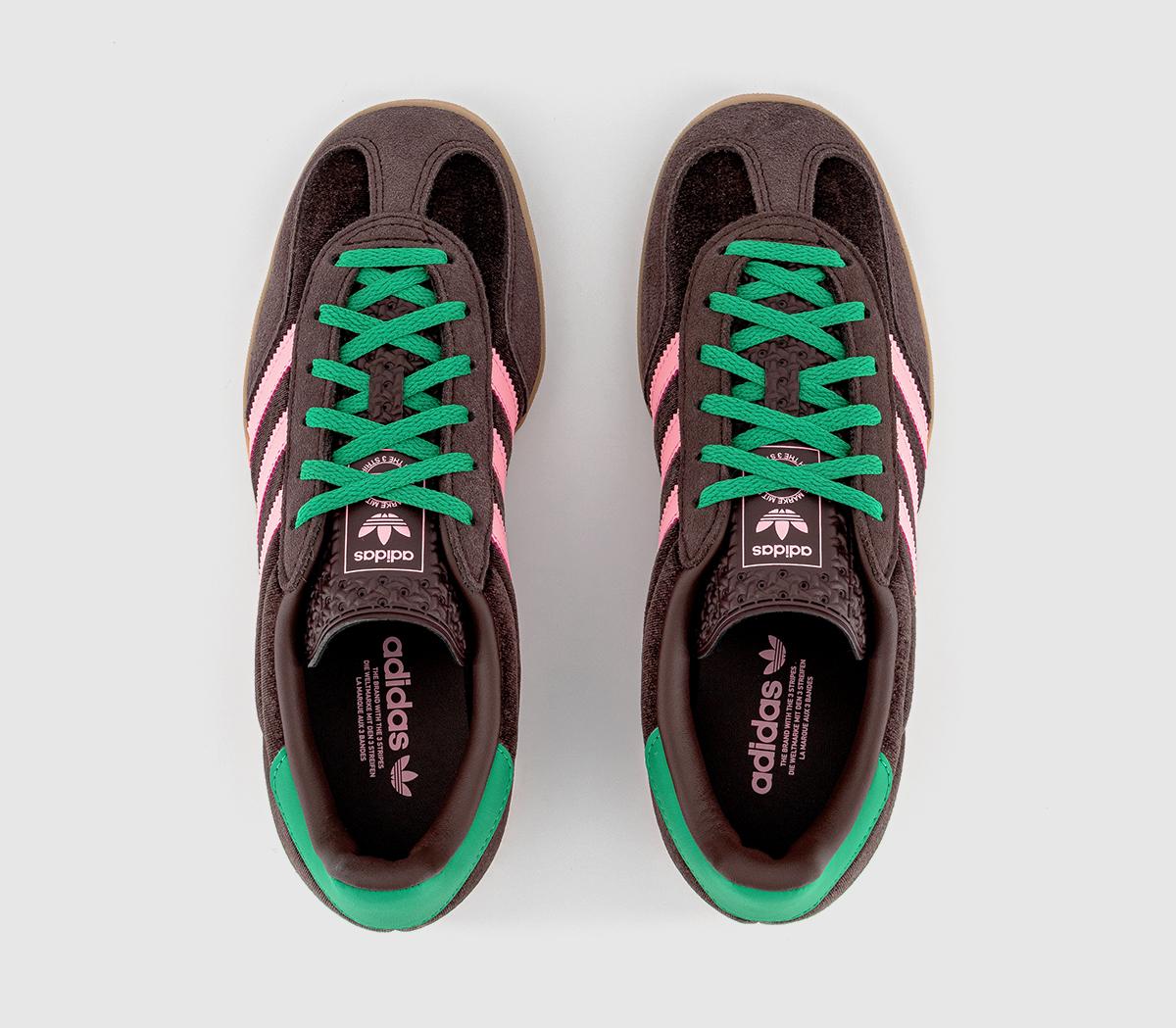 adidasGazelle Indoor TrainersDark Brown Glow Pink Court Green