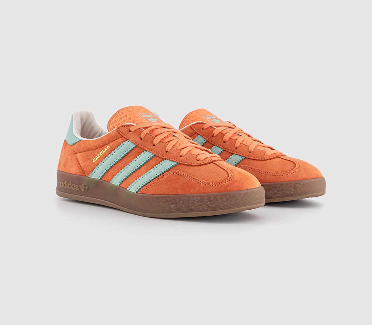 Adidas Gazelle Indoor Trainers Easy Orange Clear Mint Gum Red, 5