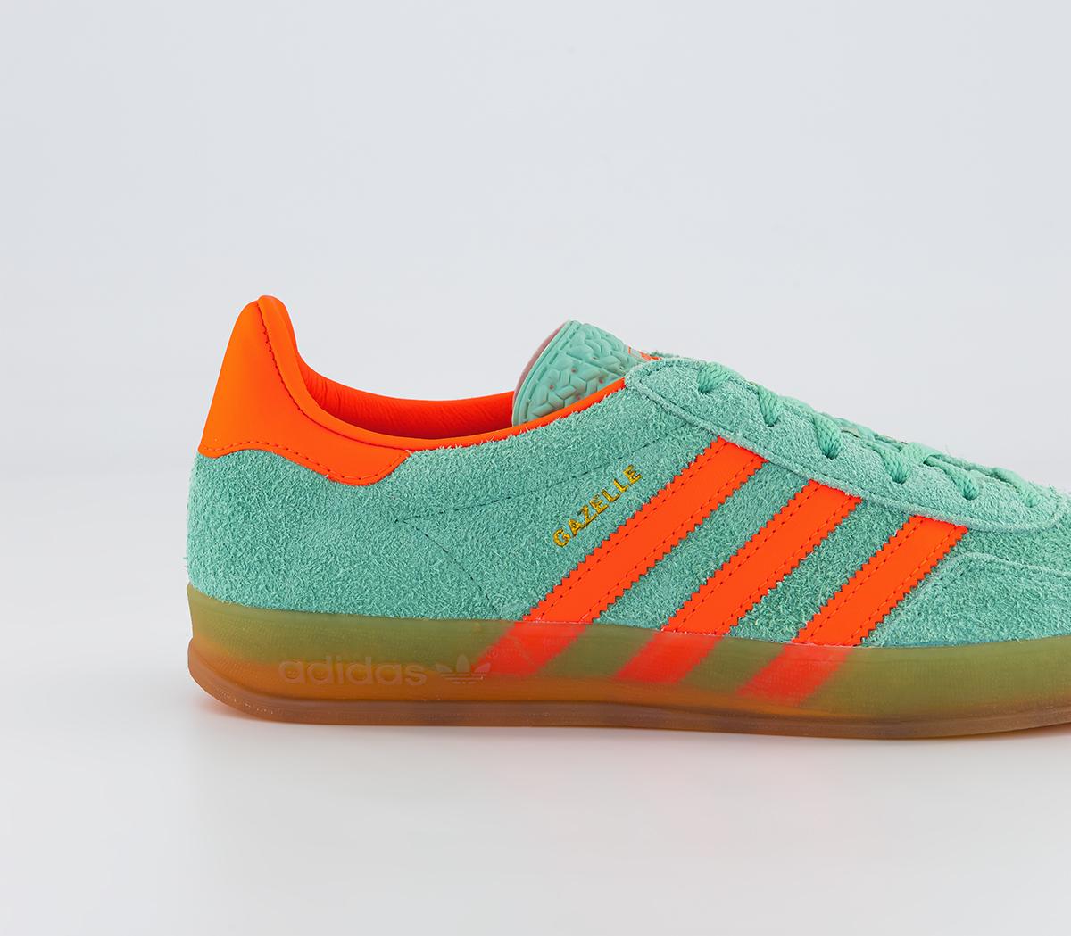 adidasGazelle Indoor Trainers Pulse Mint Solar Orange Gum