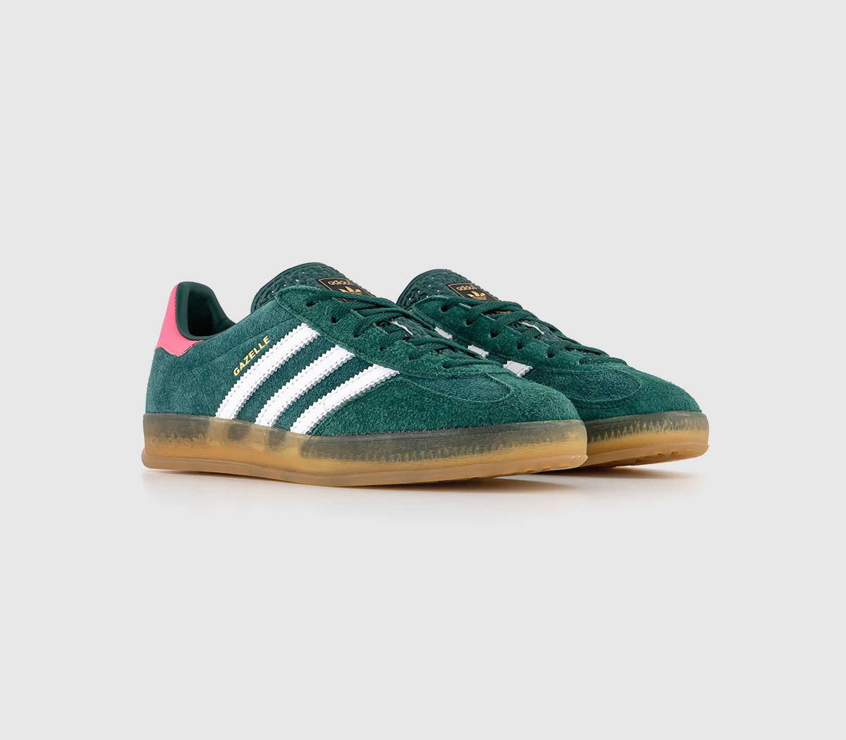 Adidas Womens Gazelle Indoor Trainers Collegiate Green White Lucid Pink, 8