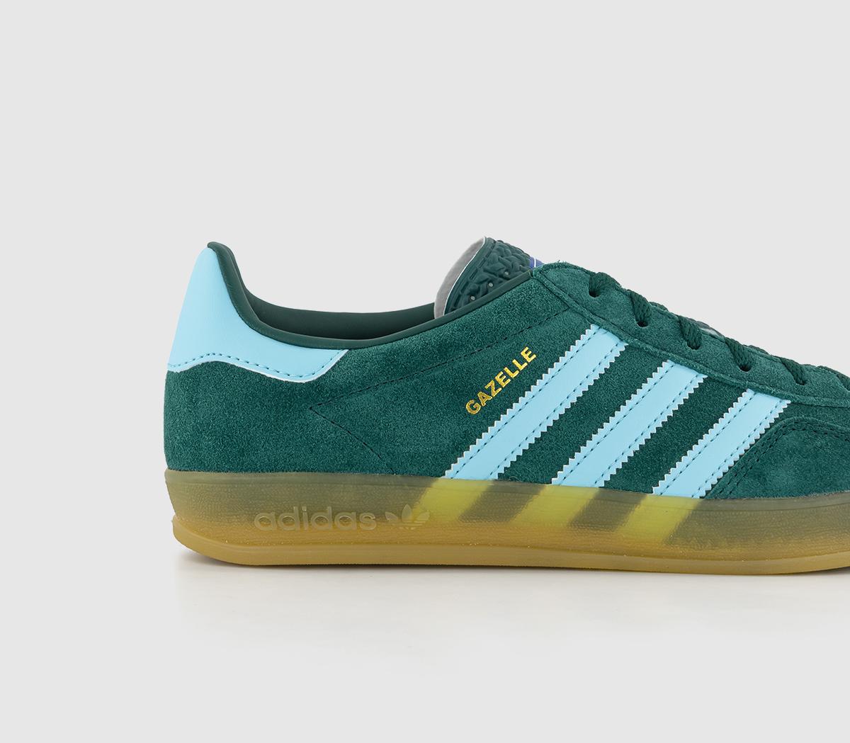 adidasGazelle Indoor Trainers Collegiate Green Hazy Sky Victory Gold