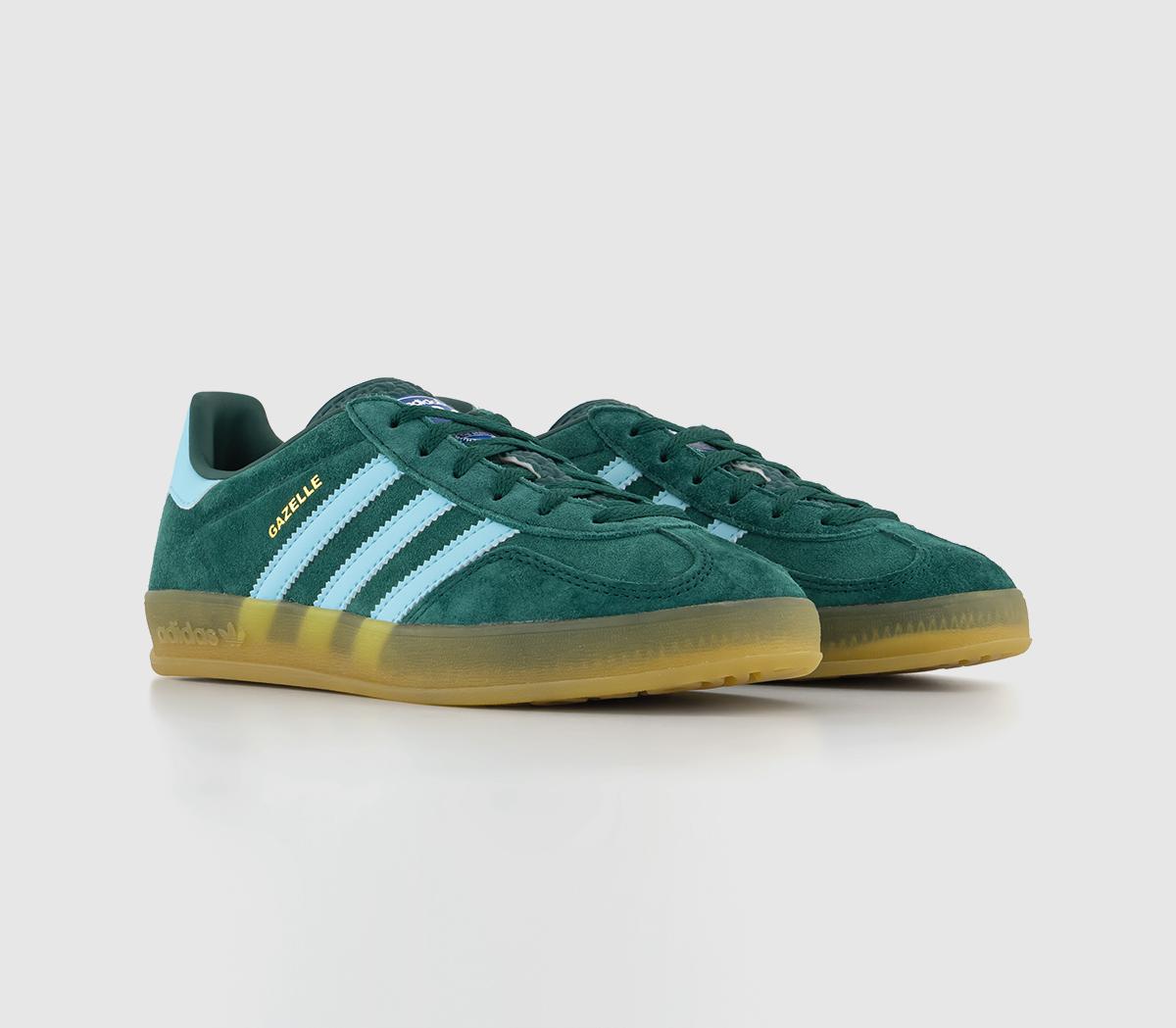 adidasGazelle Indoor Trainers Collegiate Green Hazy Sky Victory Gold