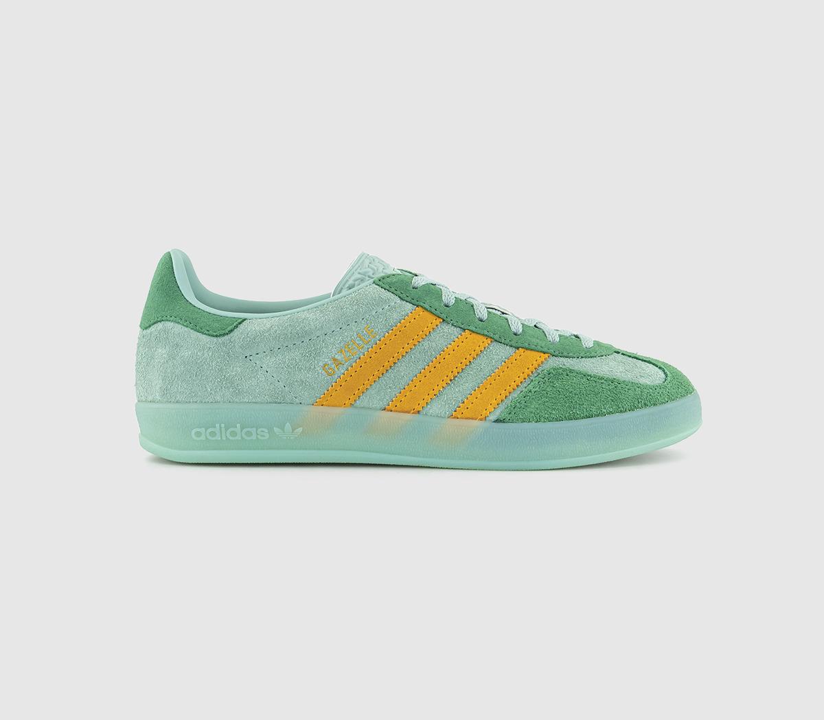 adidas Girls Gazelle Indoor Trainers Hazy Green Preloved Green Crew Yellow, 5