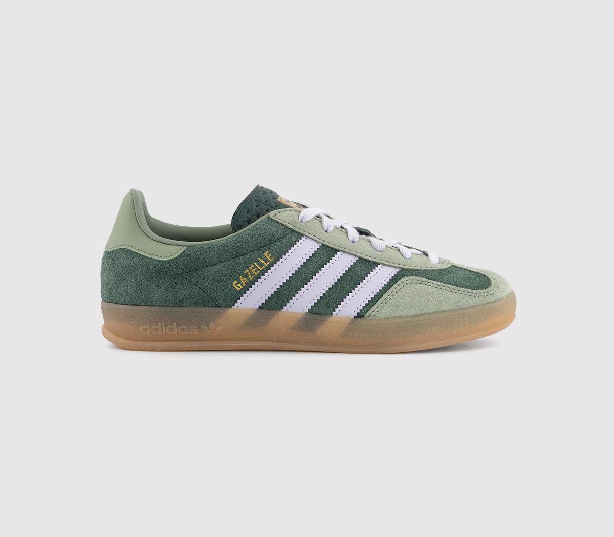 Adidas Gazelle Indoor Trainers Mineral Green Silver Dawn - Women's ...