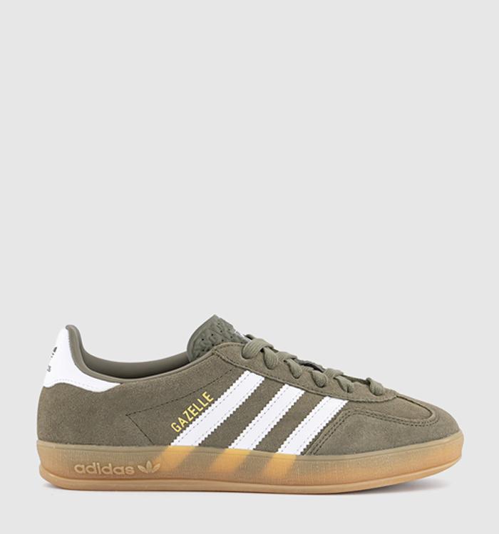 adidas Gazelle Indoor Trainers Olive Strata White Gold Metallic