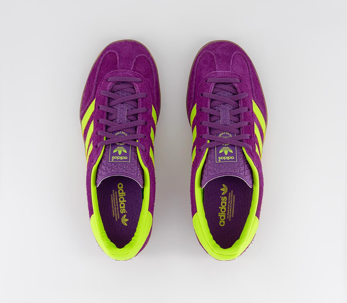 adidasGazelle Indoor TrainersShock Purple Solar Yellow Gum