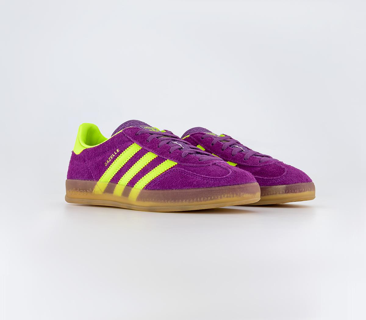 Adidas Gazelle Indoor Trainers Shock Purple Solar Yellow Gum, 12