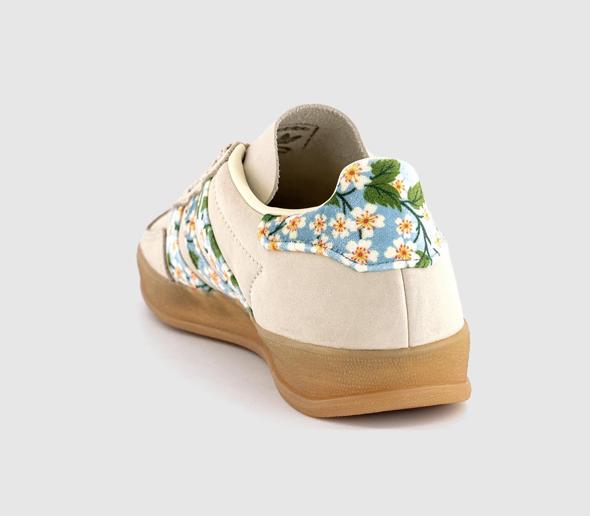 adidasGazelle Indoor Trainers  Liberty Cream White Gold Metallic Tactile Blue