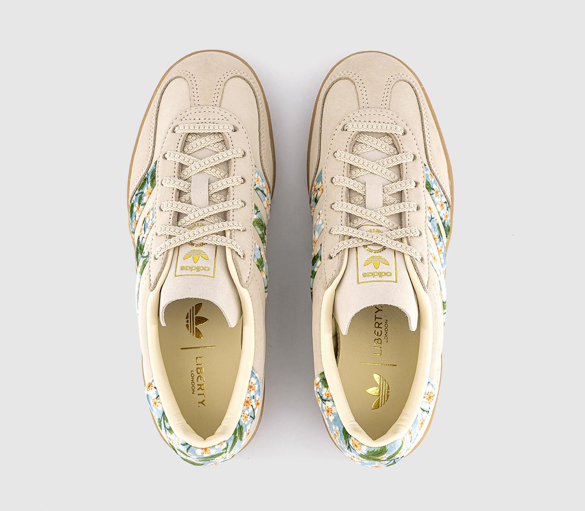 adidasGazelle Indoor Trainers  Liberty Cream White Gold Metallic Tactile Blue