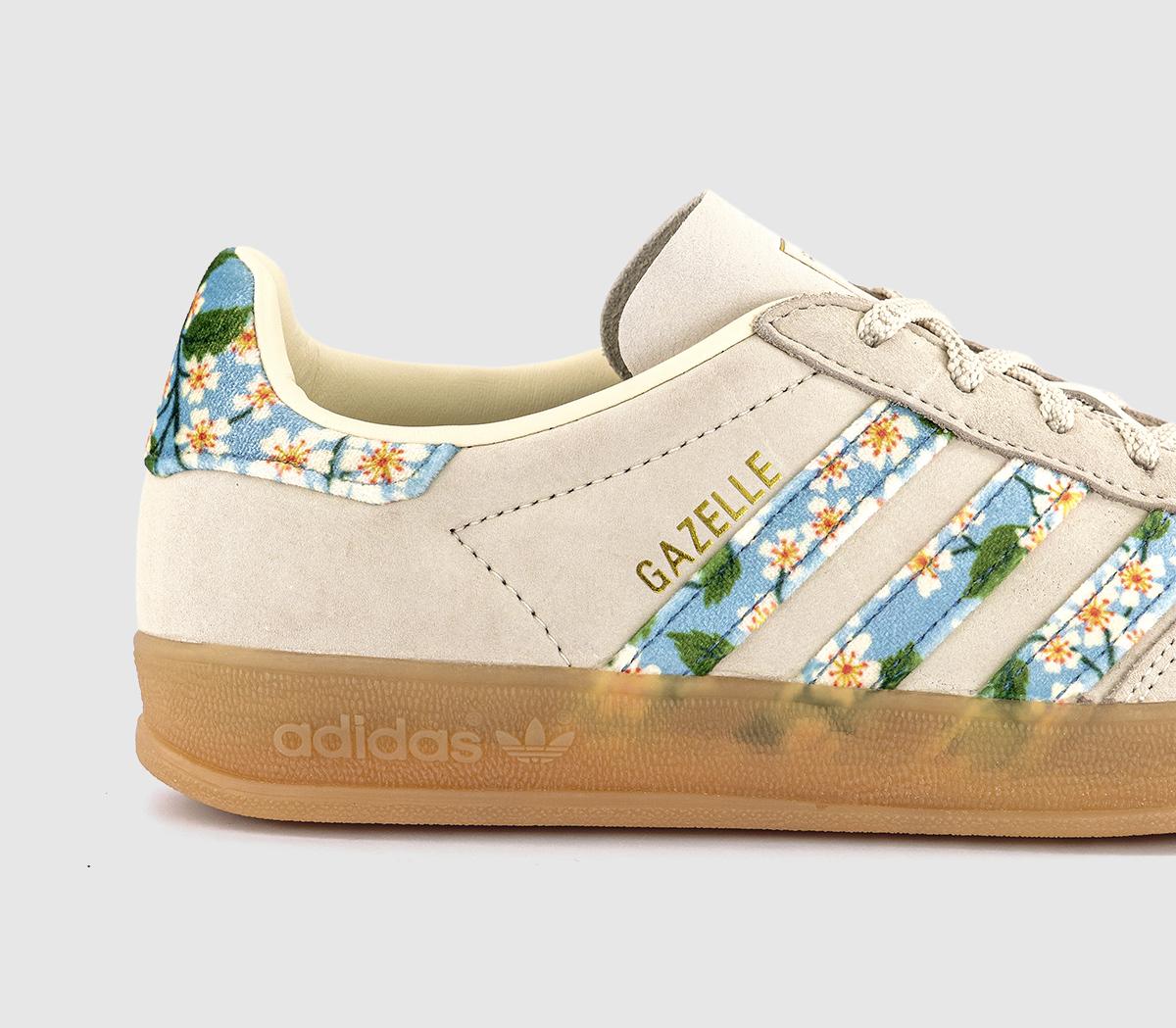 adidasGazelle Indoor Trainers  Liberty Cream White Gold Metallic Tactile Blue