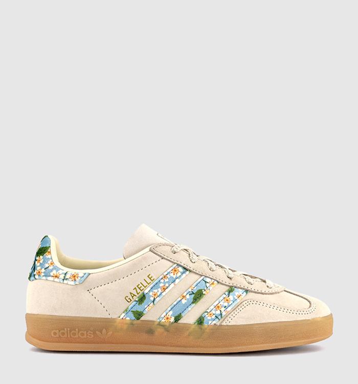 adidas Gazelle Indoor Trainers Liberty Cream White Gold Metallic Tactile Blue