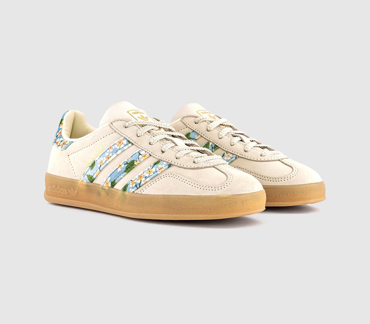 adidasGazelle Indoor Trainers  Liberty Cream White Gold Metallic Tactile Blue