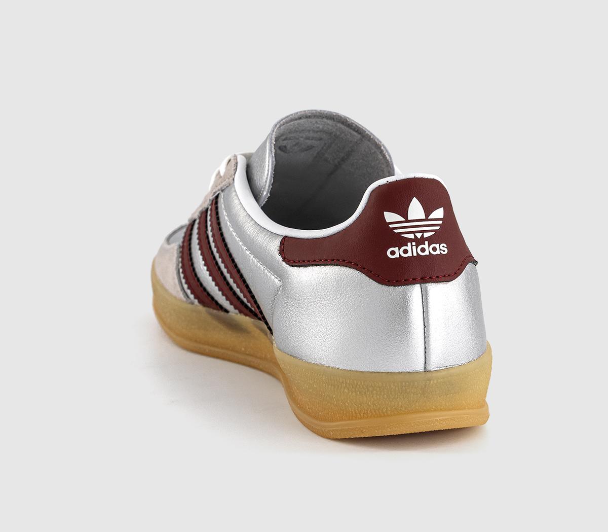 adidasGazelle Indoor TrainersSilver Metallic Shadow Red Gum
