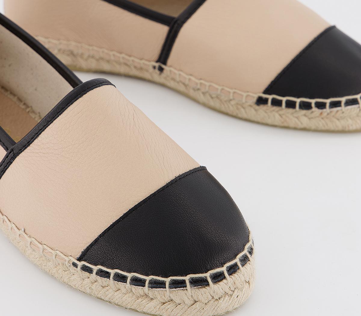 OFFICE Lucky Espadrille With Toe Cap Nude And Black Mix Flat Shoes