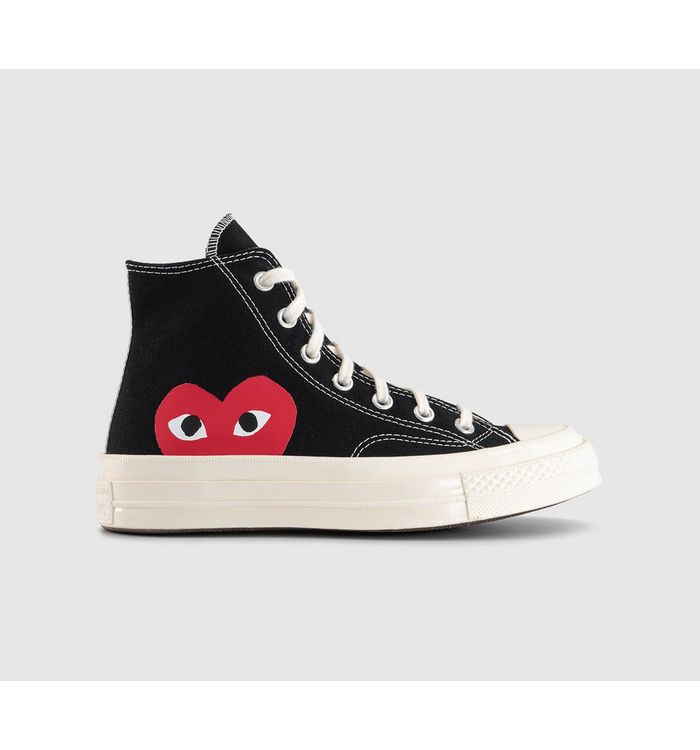 Comme Des GarÃ§ons Play X Converse Ct High 70’s Black And Red Canvas Bug Eye Heart Print Trainers, Size: 6