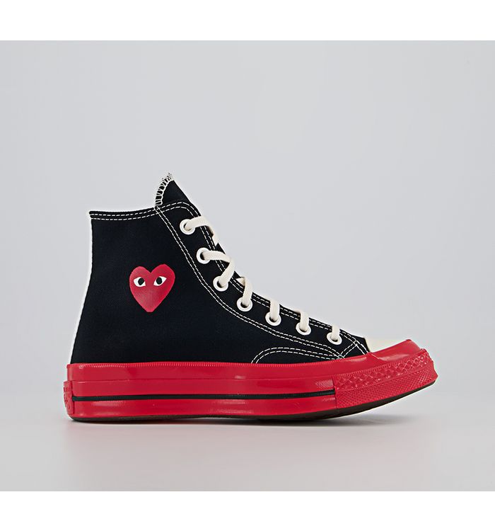 Comme Des Garcons Converse Chuck Taylor Hi 70s X Play Cdg Trainers Black Red Canvas