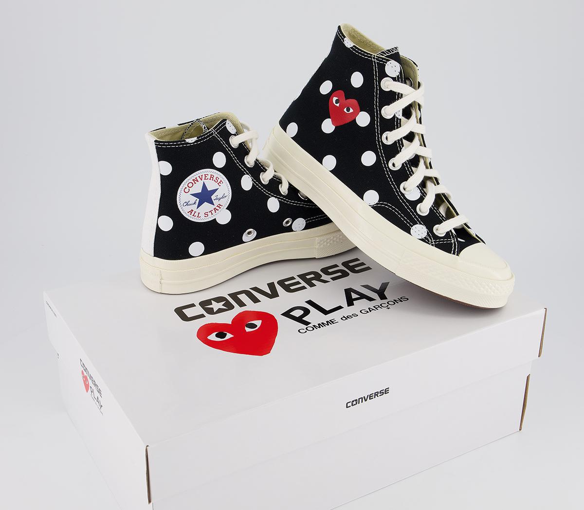 Comme Des Garcons Converse Chuck Taylor Hi 70s X PLAY CDG Trainers Polka Black Unisex Sports King s Cross