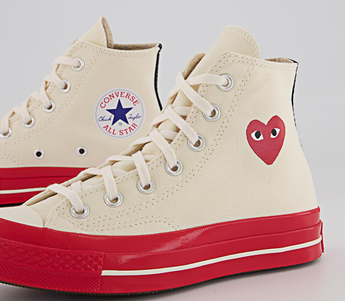 Comme Des Garcons Ct Hi 70s X Play Cdg Trainers Comme Des Garcons Ct Hi 70s X Play Cdg Trainers Beige Red