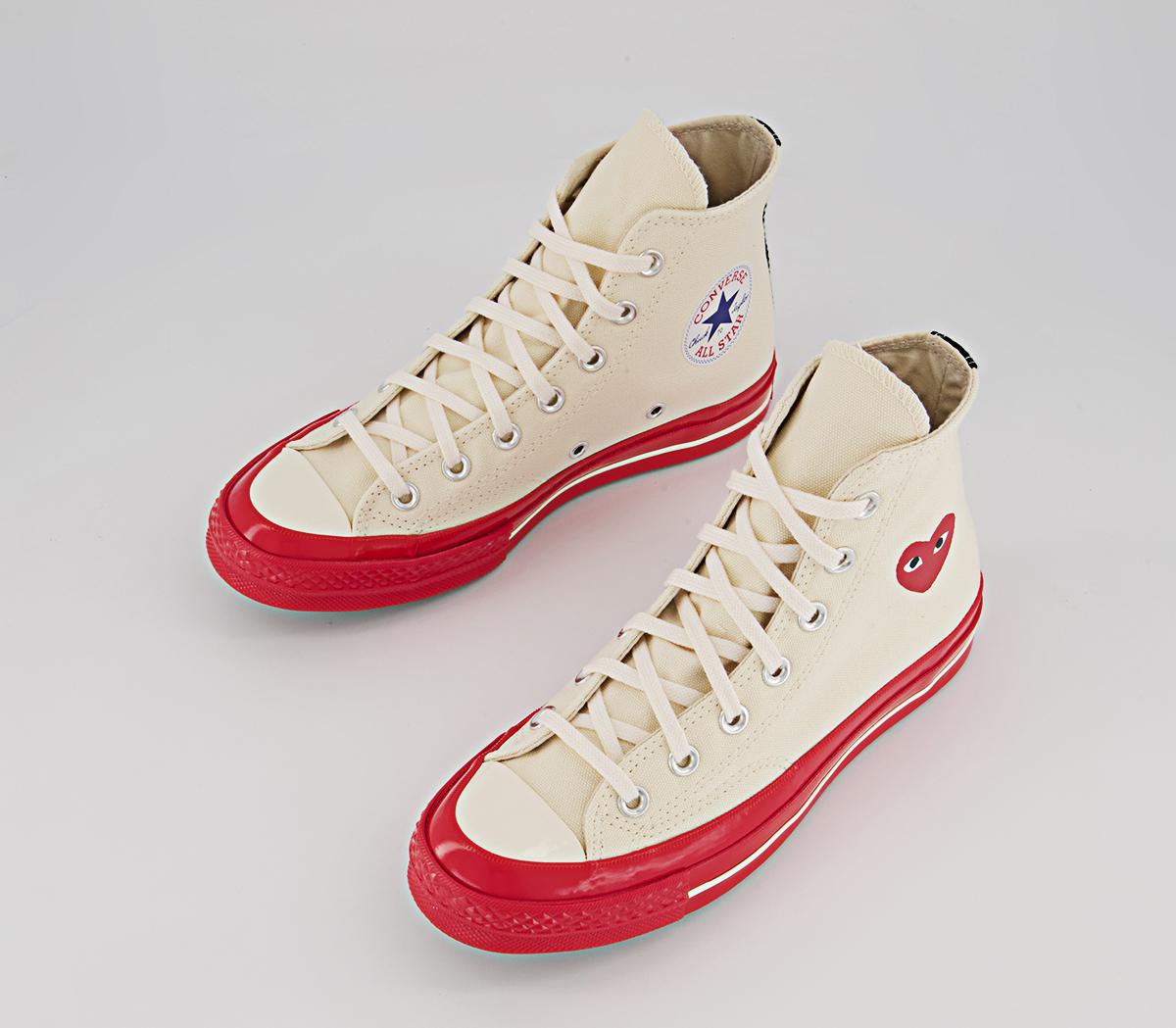 Comme Des Garcons Ct Hi 70s X Play Cdg Trainers Comme Des Garcons Ct Hi 70s X Play Cdg Trainers Beige Red
